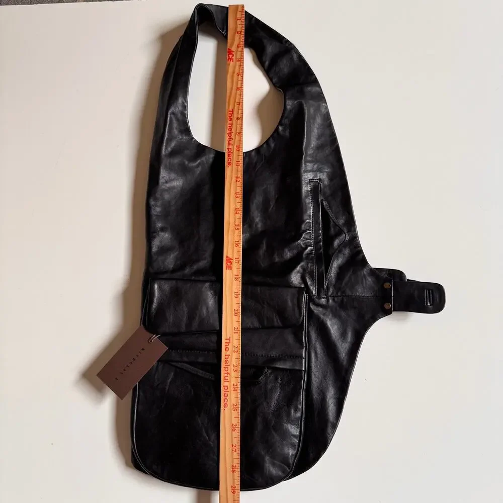 Nicholas K Logan Vest Pack Black Leather NEW Medium Large NWT Luxury
